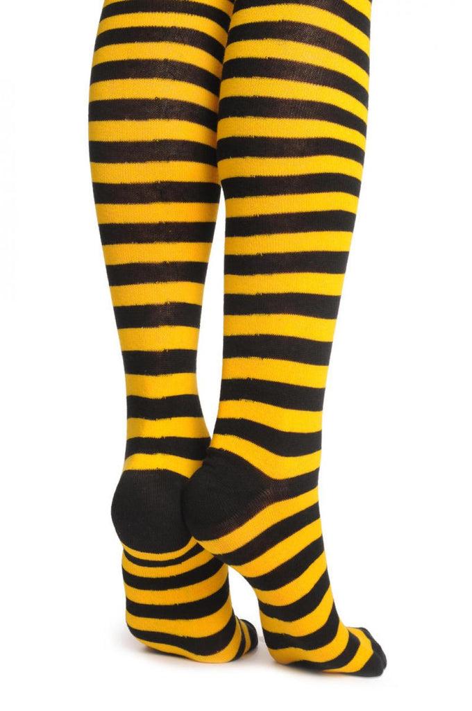 Liss Kiss Yellow & Black Stripes - Over The Knee Socks