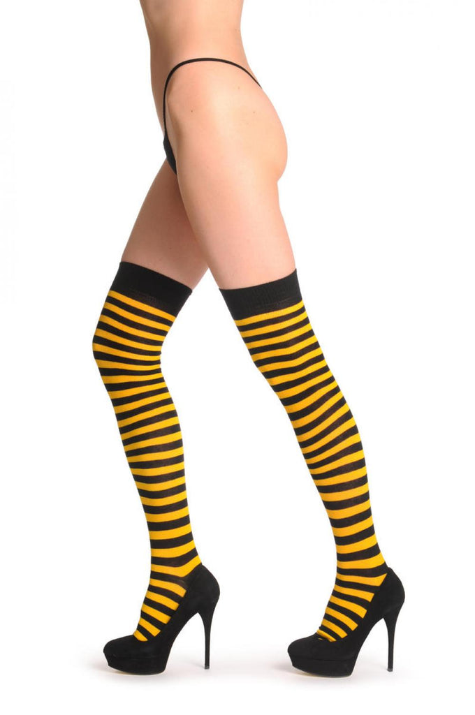 liss kiss Yellow & Black Stripes - Over The Knee Socks