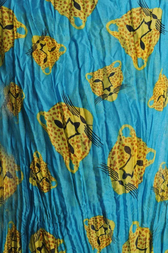 Liss Kiss Yellow & Brown Leopard On Blue - Scarf