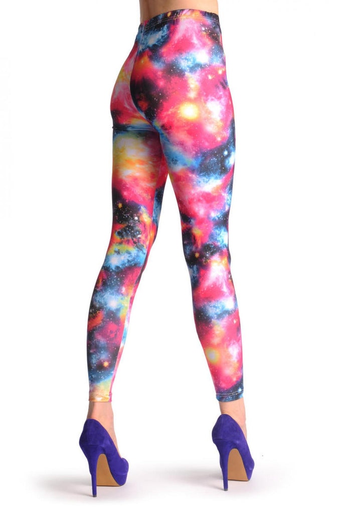 liss kiss Yellow Pink & Blue Galaxy - Leggings