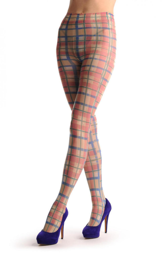 Liss Kiss Yellow & Red Checkered Print - Tights