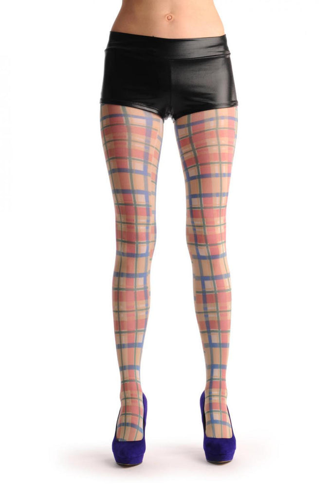 liss kiss Yellow & Red Checkered Print - Tights