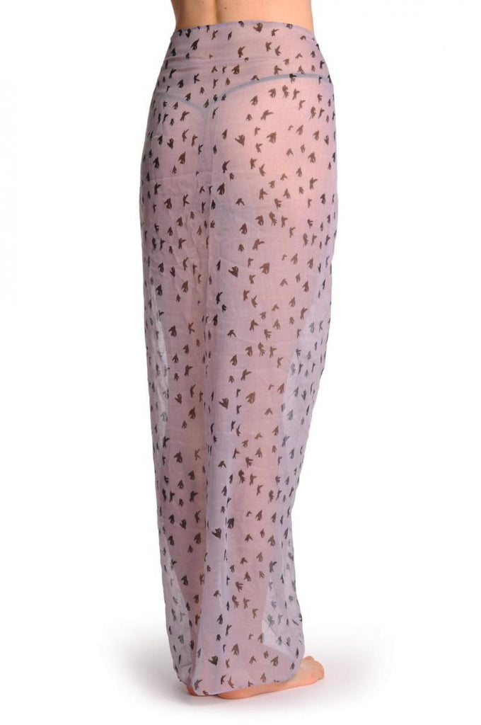 Liss Kiss Little Black Birds On Lavender Unisex Scarf & Beach Sarong - Scarf