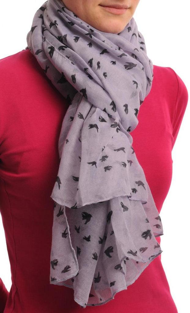 Liss Kiss Little Black Birds On Lavender Unisex Scarf & Beach Sarong - Scarf