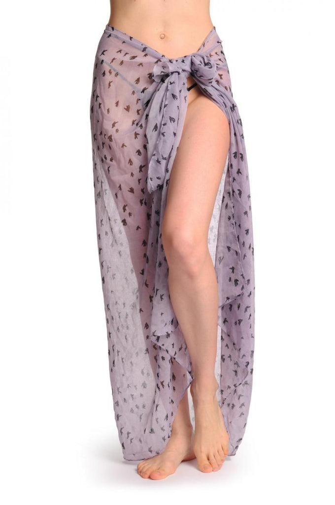 liss kiss Little Black Birds On Lavender Unisex Scarf & Beach Sarong - Scarf