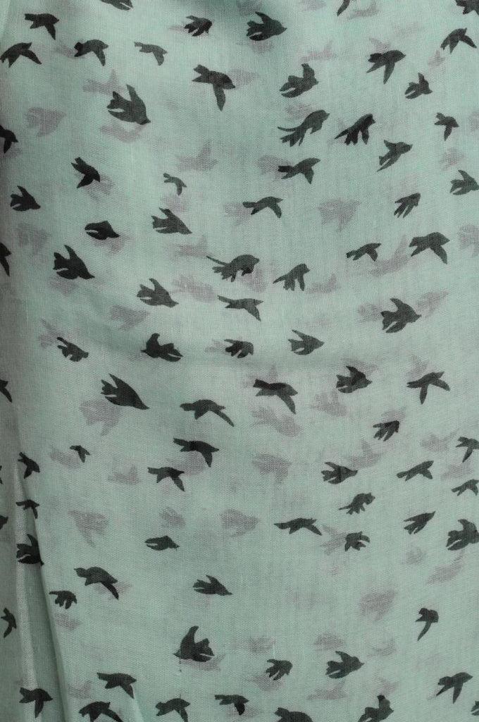 Liss Kiss Little Black Birds On Moss Green Unisex Scarf & Beach Sarong - Scarf