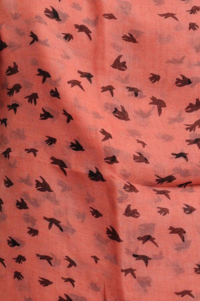 Liss Kiss Little Black Birds On Peach Pink Unisex Scarf & Beach Sarong - Scarf