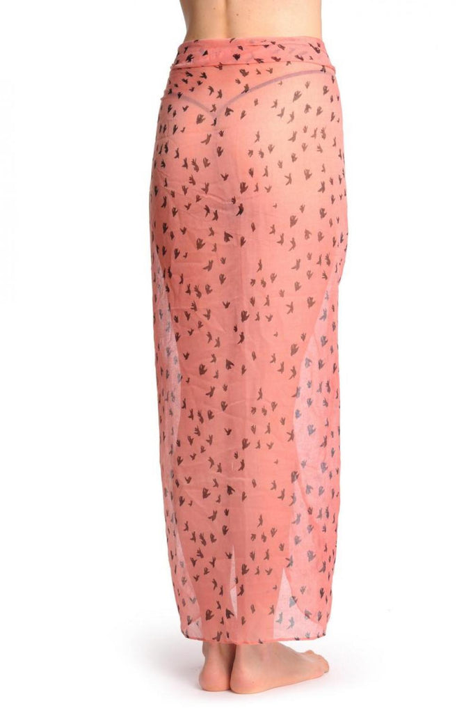 Liss Kiss Little Black Birds On Peach Pink Unisex Scarf & Beach Sarong - Scarf