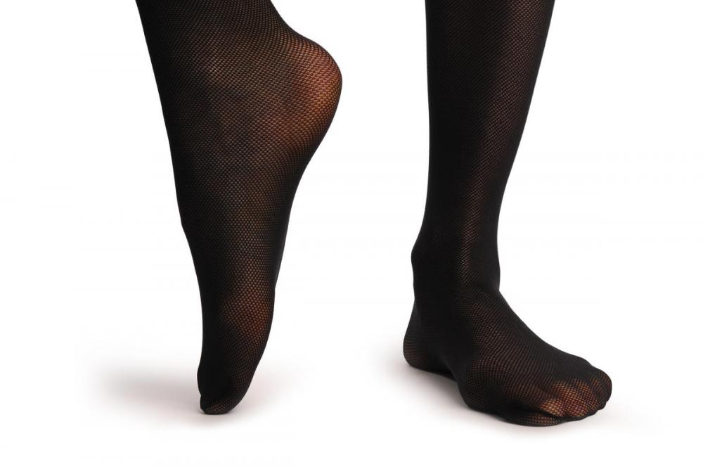 Liss Kiss Luxurious Black Mesh With Black Flowers Top & Floral Silicon Garter - Hold Ups