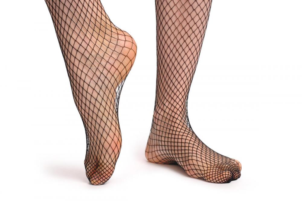 Liss Kiss Medium Mesh Fishnet With Lace Silicon Garter - Hold Ups