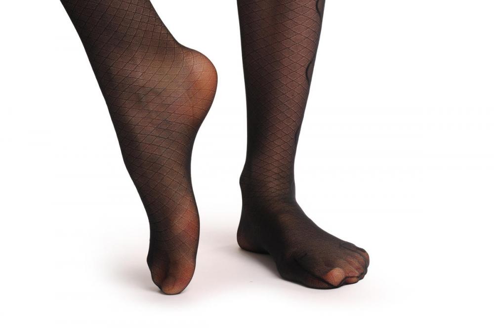 Liss Kiss Medium Mesh With Waved Clear Wide Side Seam - Hold Ups