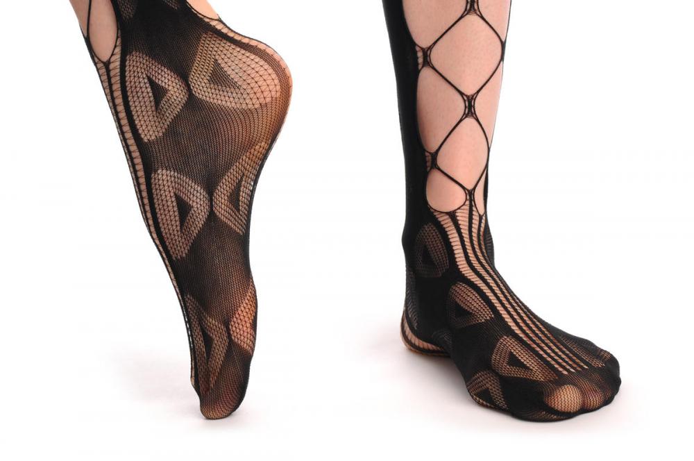 Liss Kiss Mesh With Side Seam & Lace Top Fishnet - Tights