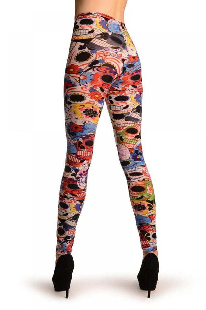 Liss Kiss Mexican Skulls (Halloween) Leggings - Leggings