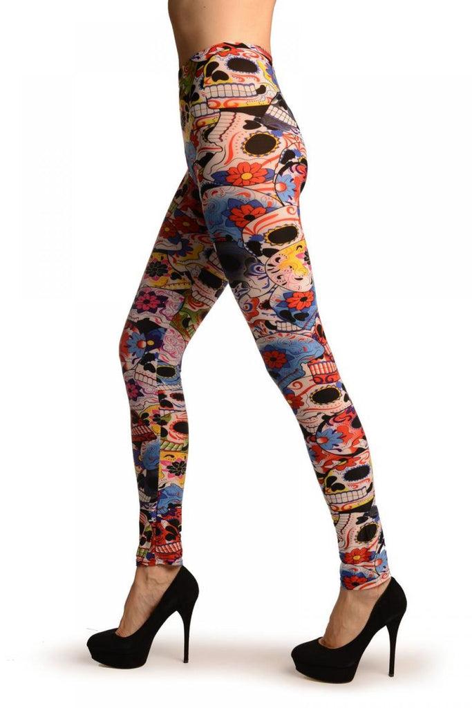 Liss Kiss Mexican Skulls (Halloween) Leggings - Leggings