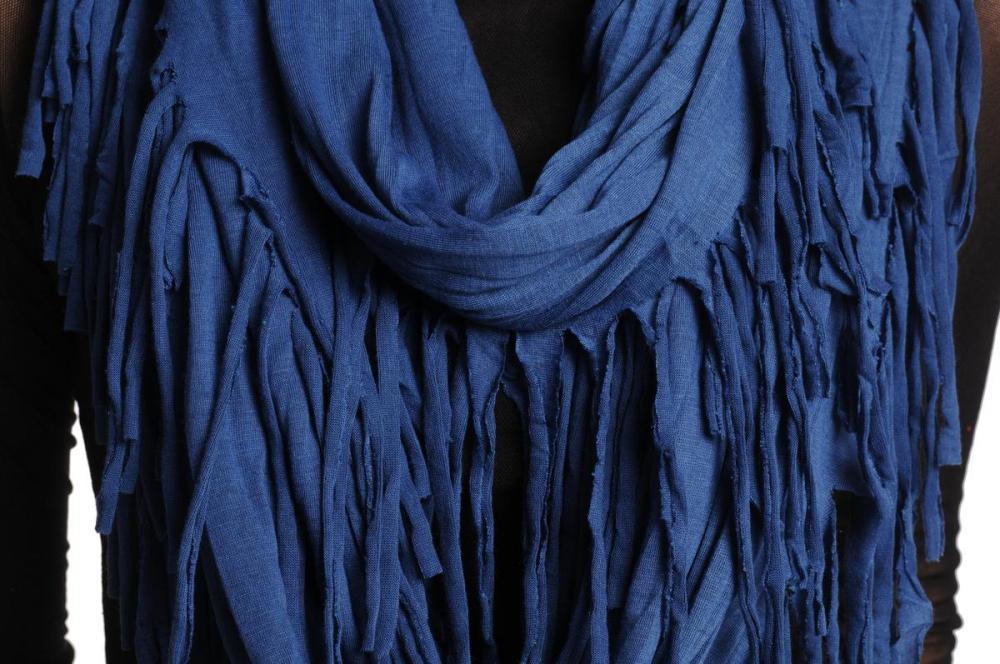 Liss Kiss Midnight Blue With Tassels Snood Scarf - Snood