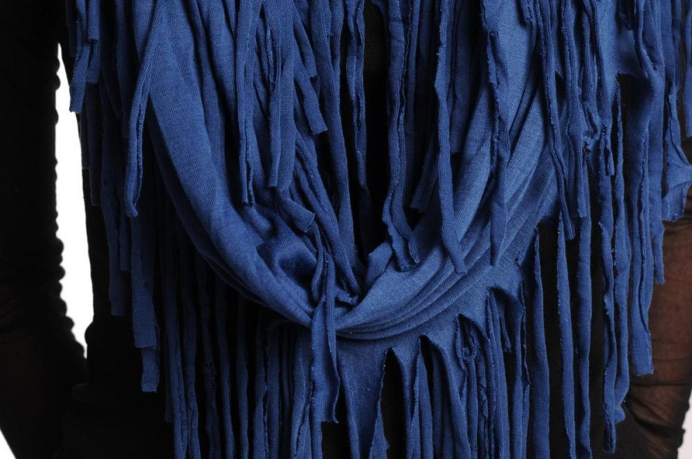 Liss Kiss Midnight Blue With Tassels Snood Scarf - Snood