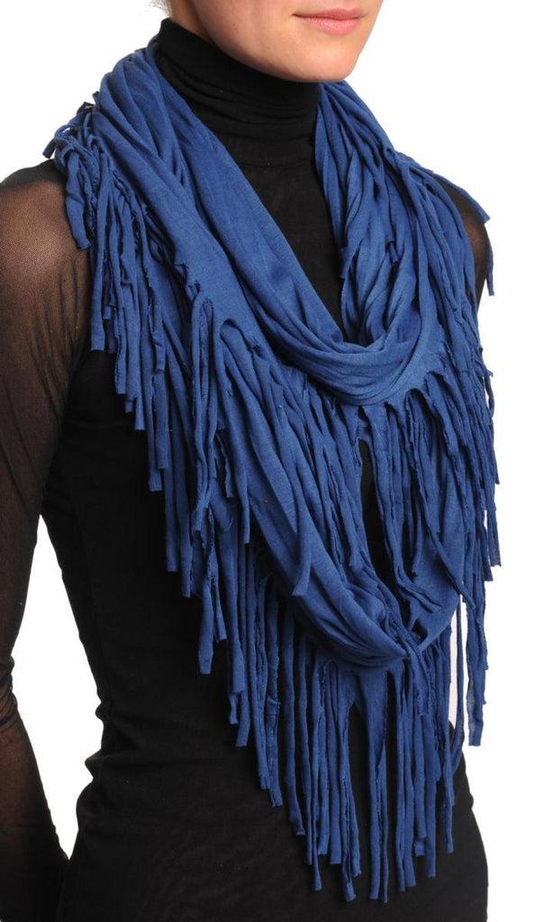 Liss Kiss Midnight Blue With Tassels Snood Scarf - Snood