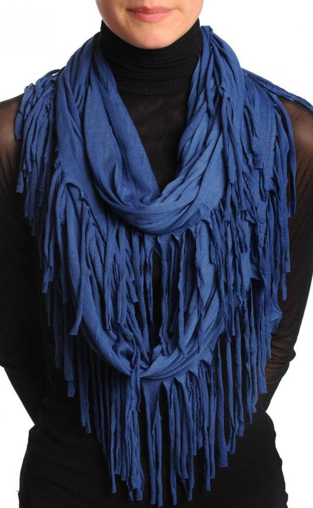 liss kiss Midnight Blue With Tassels Snood Scarf - Snood