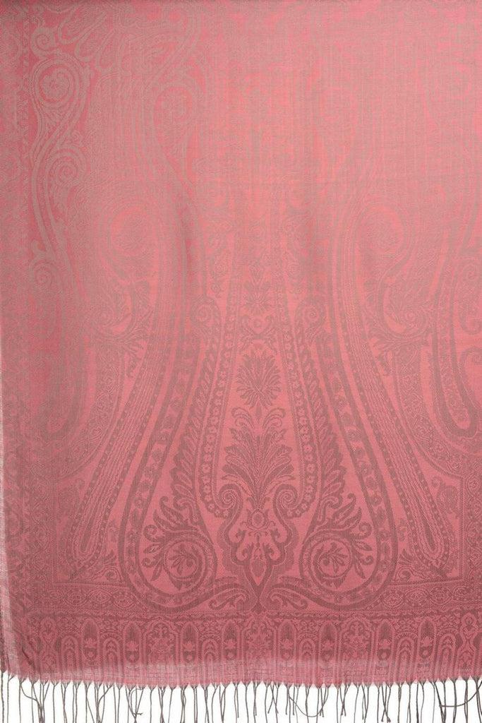 Liss Kiss Mirrored Paisley On Hot Pink Pashmina With Tassels - Scarf