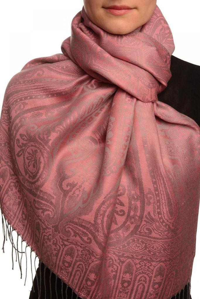 liss kiss Mirrored Paisley On Hot Pink Pashmina With Tassels - Scarf