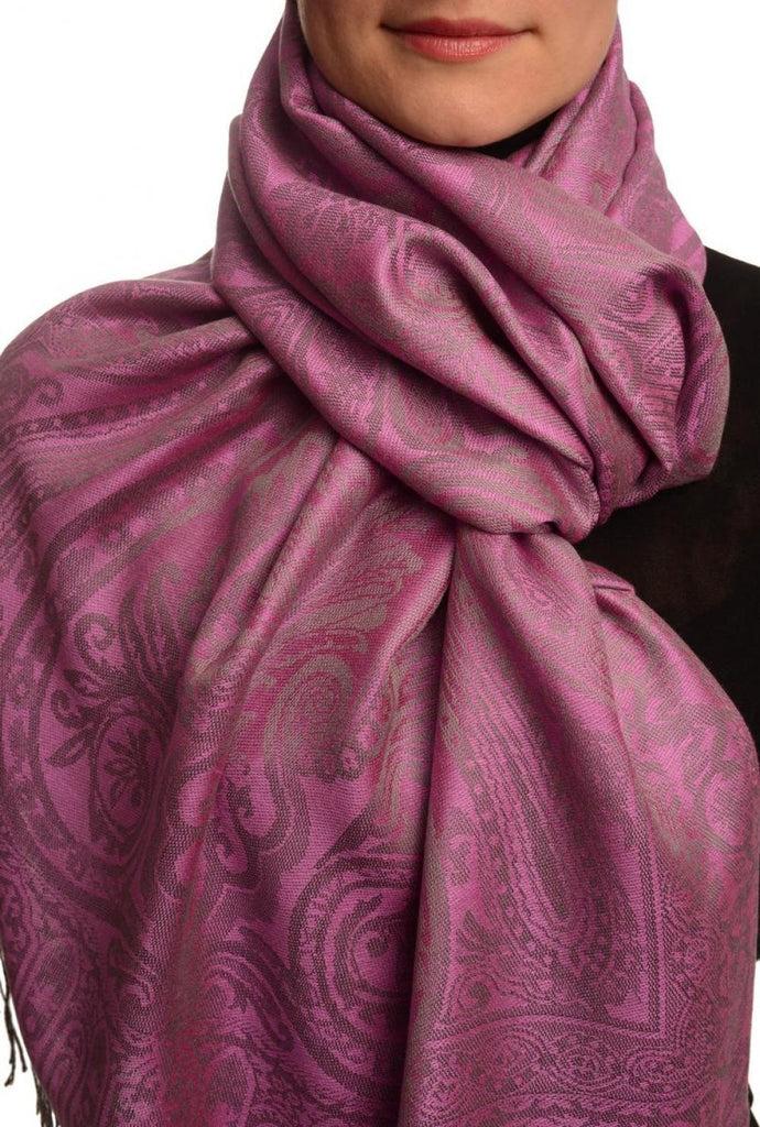 liss kiss Mirrored Paisley On Ultra Pink Pashmina With Tassels - Scarf