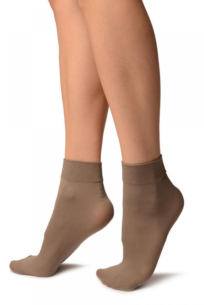 Liss Kiss Mocha Comfort Top Strong Ankle High Socks - Socks