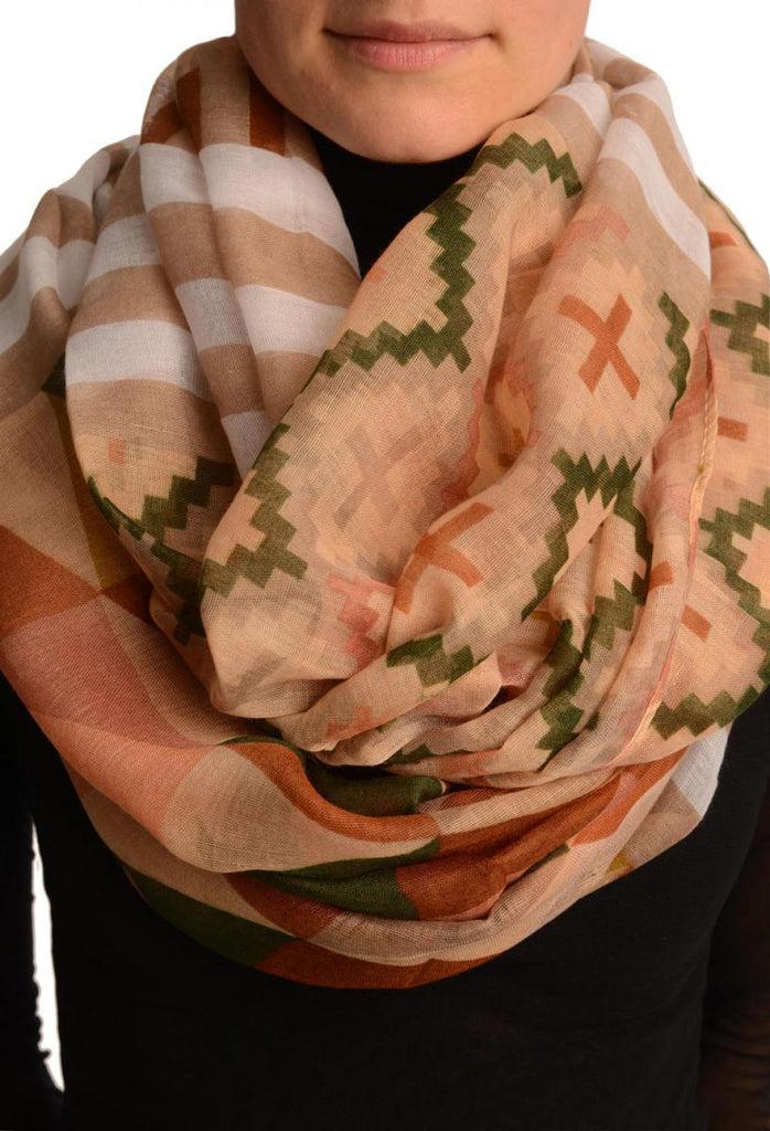 liss kiss Mocha Geometrical Pattern Mix Snood Scarf - Snood