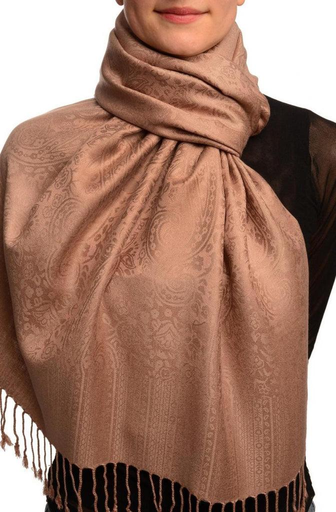 liss kiss Mocha Paisleys Pashmina Feel With Tassels - Scarf