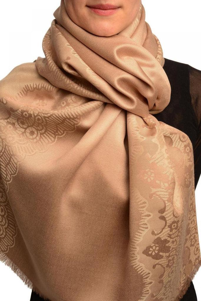 liss kiss Mocha Woven Lace On Mocha Pashmina Feel - Scarf