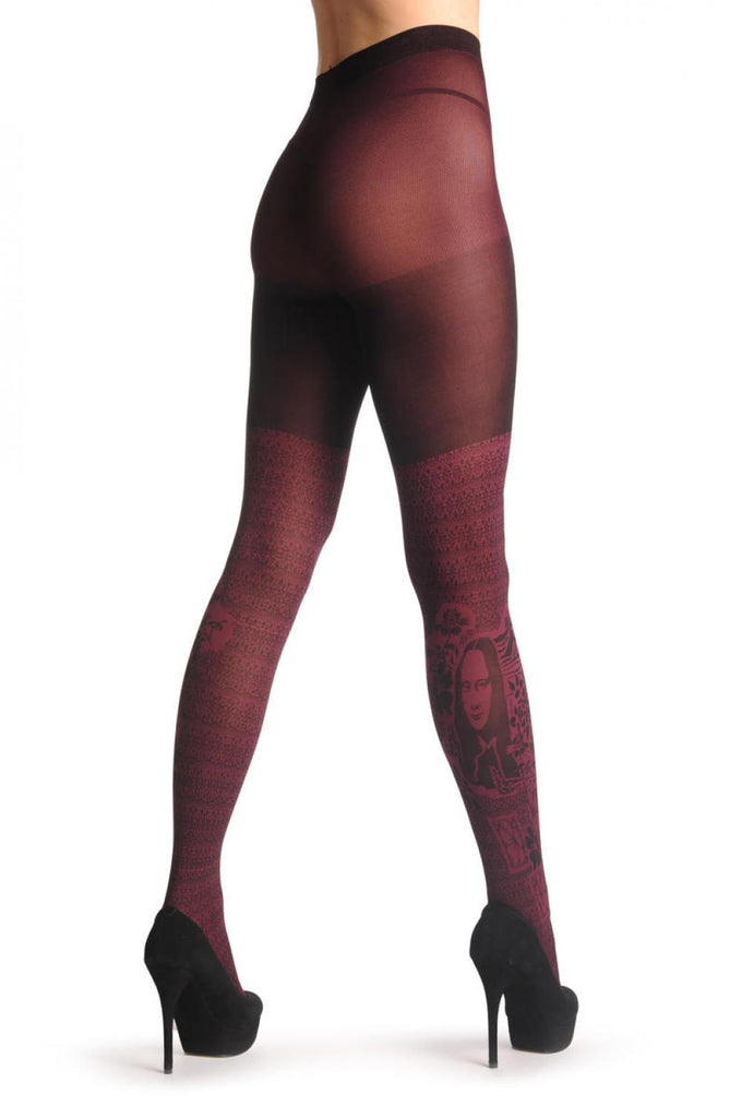 Liss Kiss Mona Lisa Burgundy Over The Knee On Black 40 Den - Tights