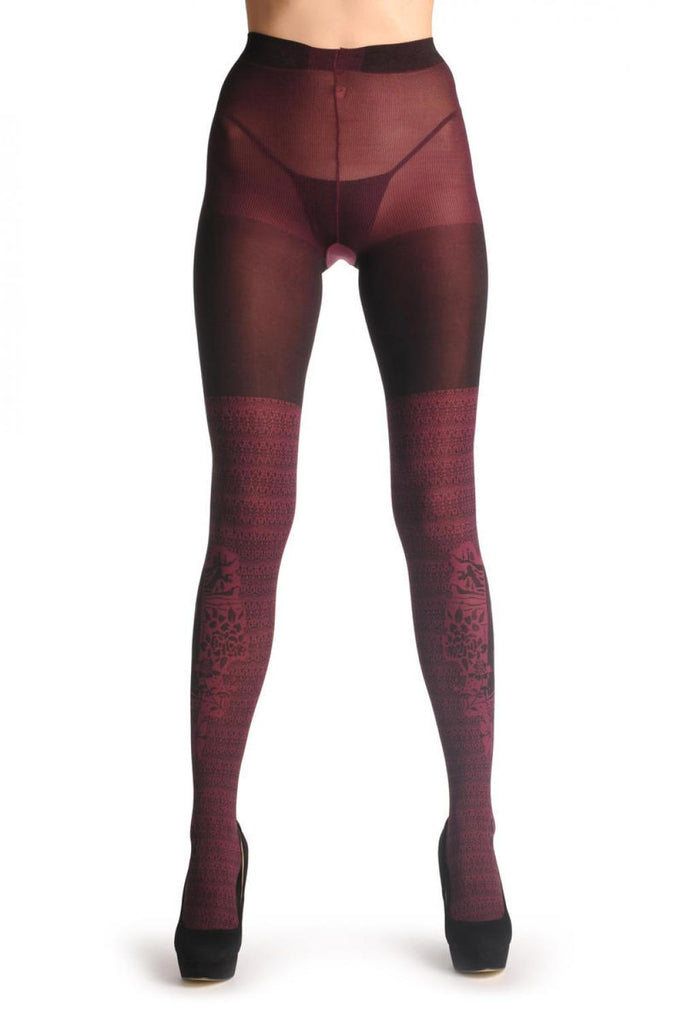 Liss Kiss Mona Lisa Burgundy Over The Knee On Black 40 Den - Tights