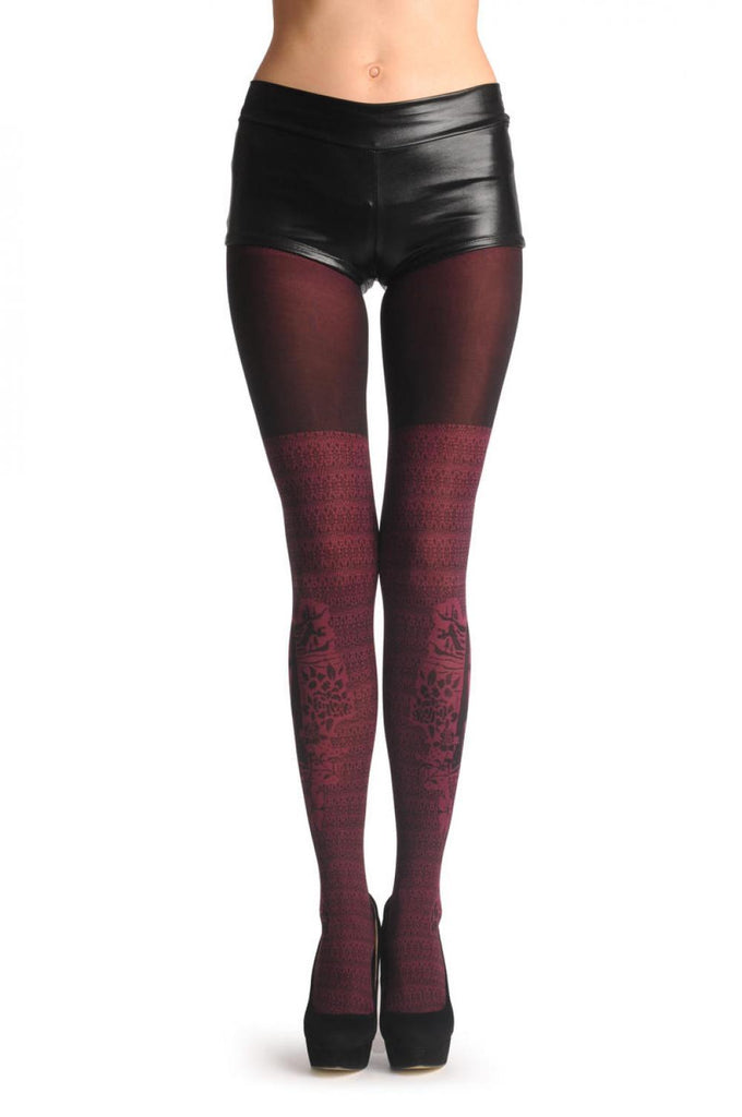 Liss Kiss Mona Lisa Burgundy Over The Knee On Black 40 Den - Tights
