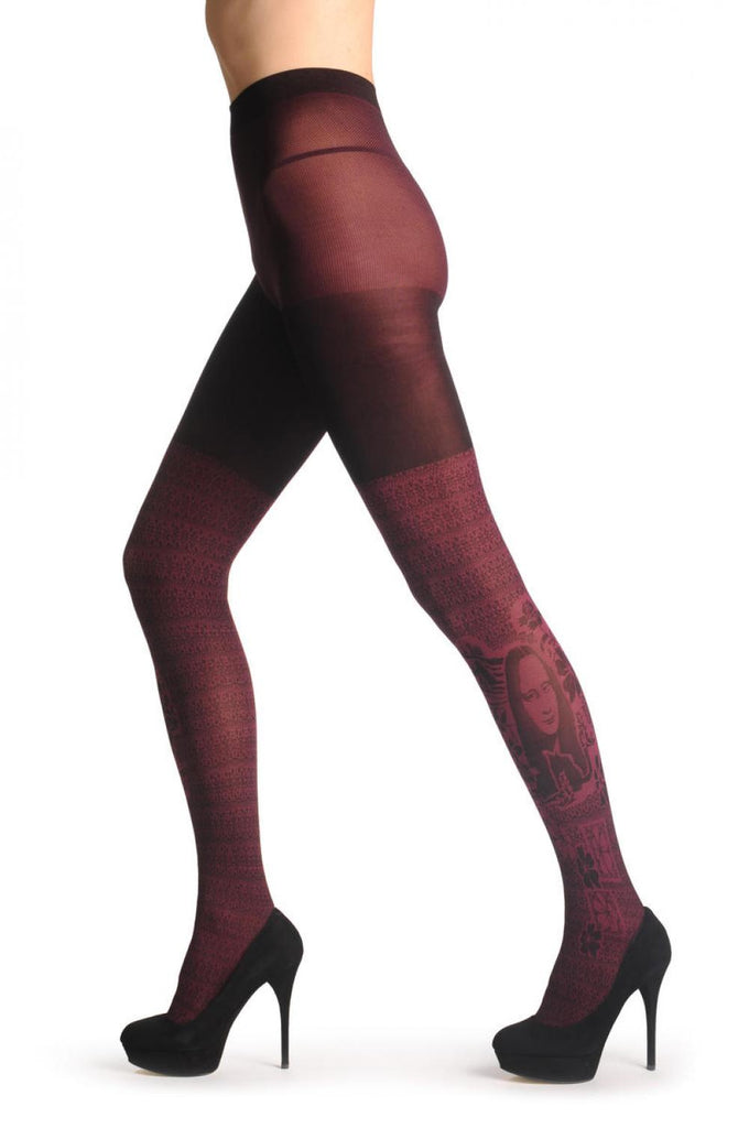liss kiss Mona Lisa Burgundy Over The Knee On Black 40 Den - Tights