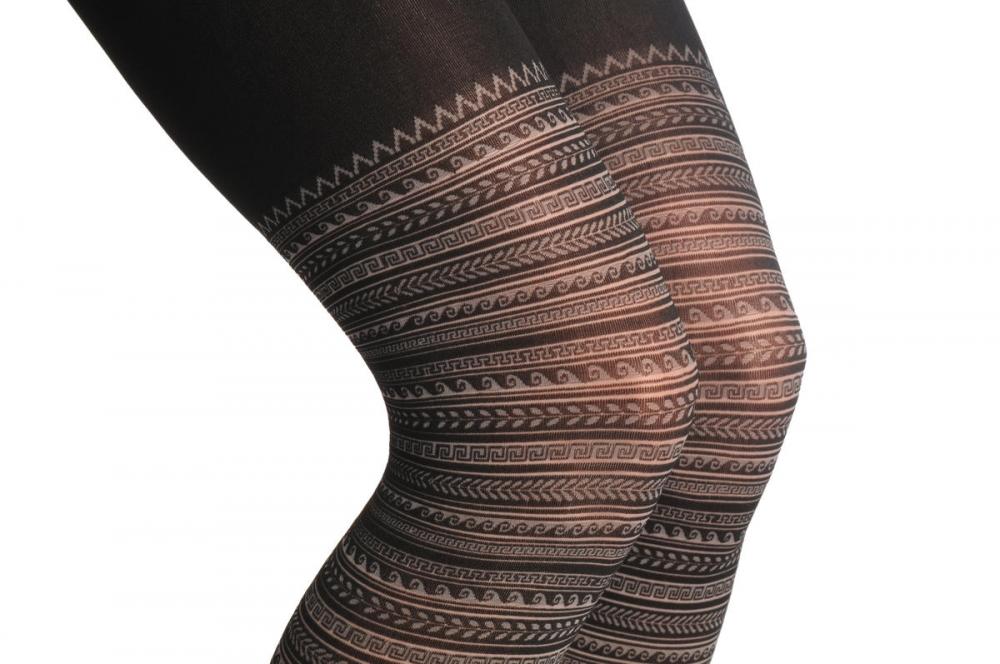 Liss Kiss Monochrome Woven Stripes Over The Knee On Black 60 Den - Tights