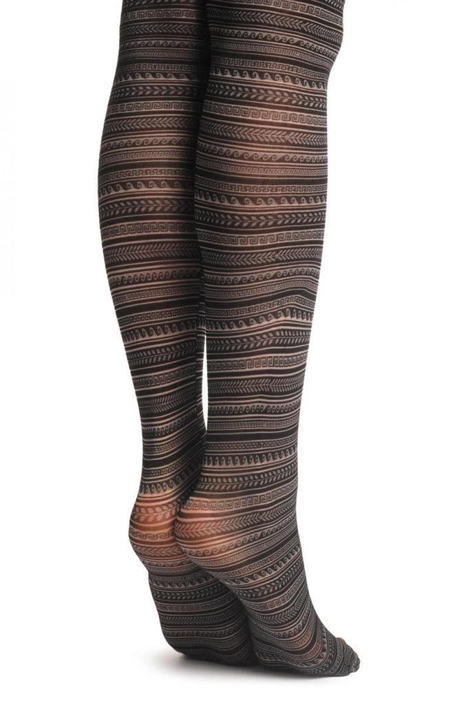 Liss Kiss Monochrome Woven Stripes Over The Knee On Black 60 Den - Tights
