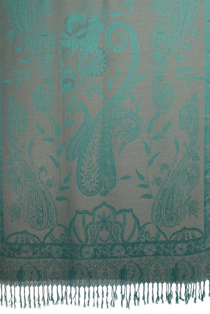 Liss Kiss Moroccan Rose On Grey Pashmina With Tassels - Scarf