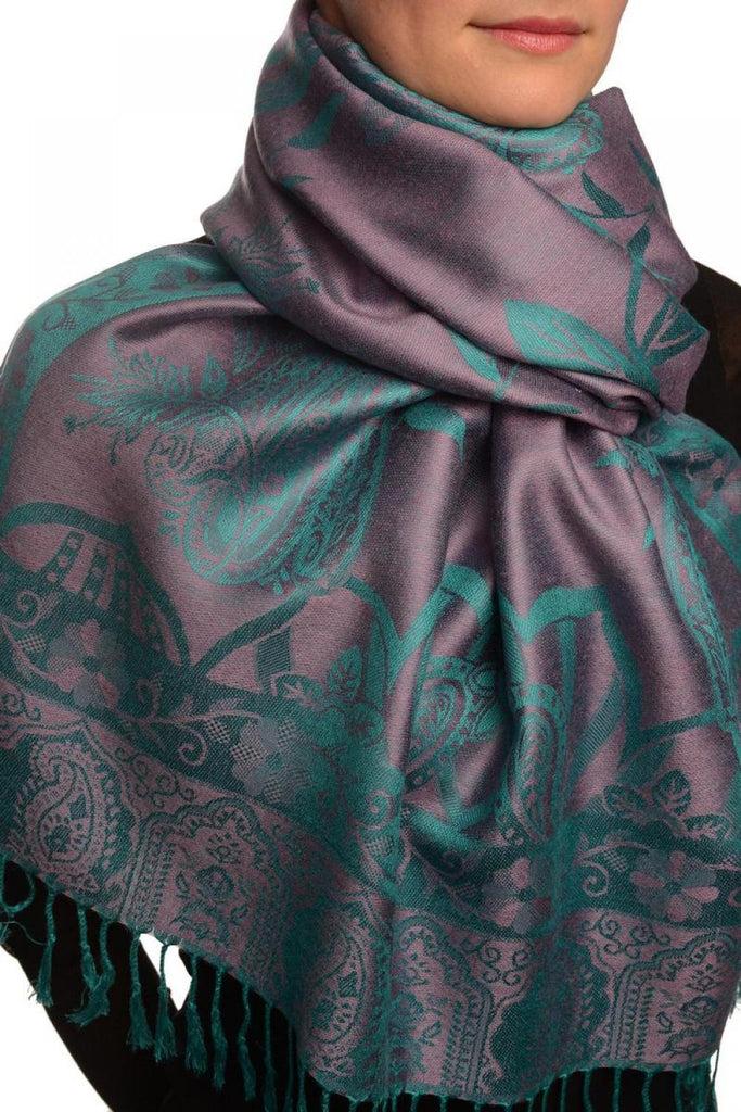 Liss Kiss Moroccan Rose On Mauve Pink Pashmina With Tassels - Scarf