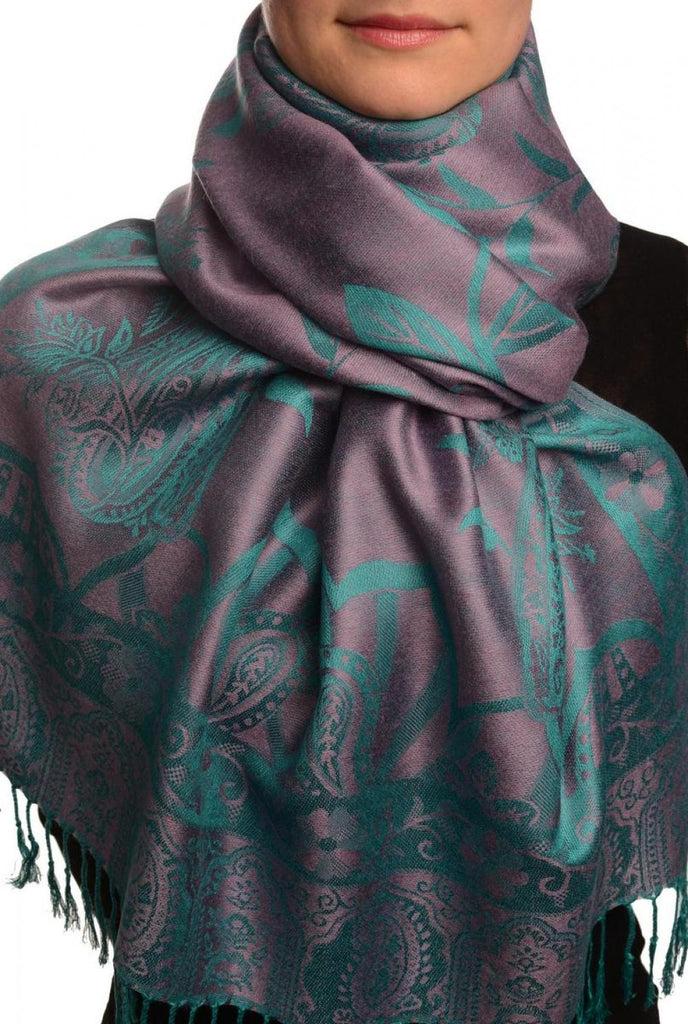 liss kiss Moroccan Rose On Mauve Pink Pashmina With Tassels - Scarf