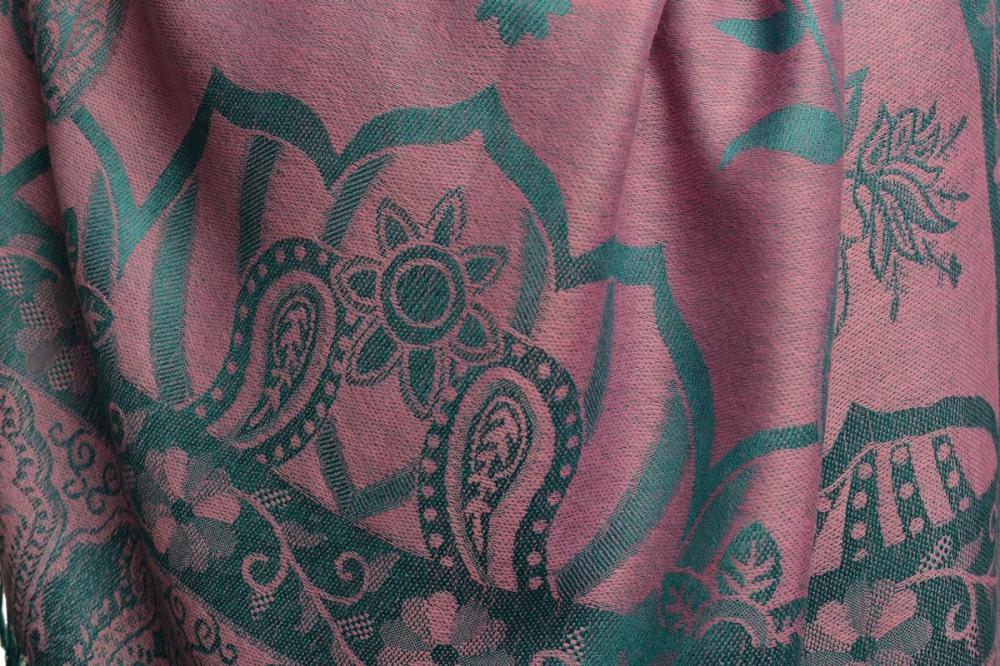 Liss Kiss Moroccan Rose On Rose Pink Pashmina With Tassels - Scarf