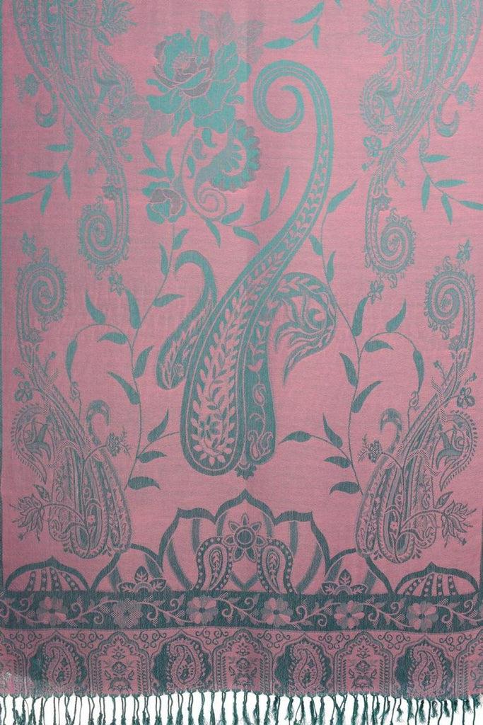 Liss Kiss Moroccan Rose On Rose Pink Pashmina With Tassels - Scarf