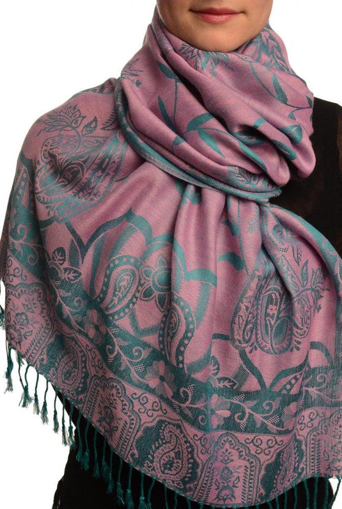 liss kiss Moroccan Rose On Rose Pink Pashmina With Tassels - Scarf