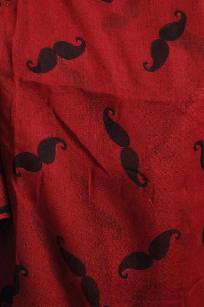 Liss Kiss Moustaches Print On Burgundy Red Unisex Scarf & Beach Sarong - Scarf