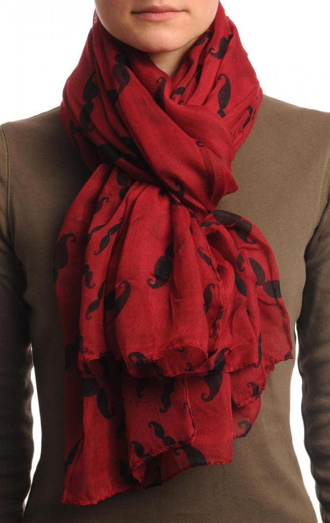 liss kiss Moustaches Print On Burgundy Red Unisex Scarf & Beach Sarong - Scarf