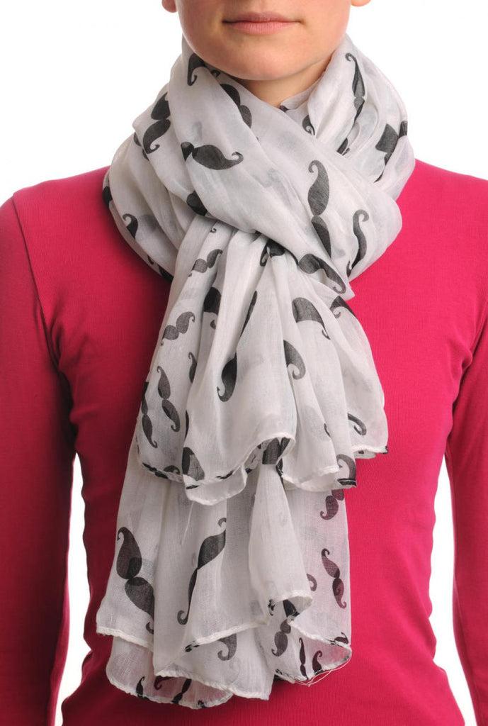 liss kiss Moustaches Print On Sand White Unisex Scarf & Beach Sarong - Scarf