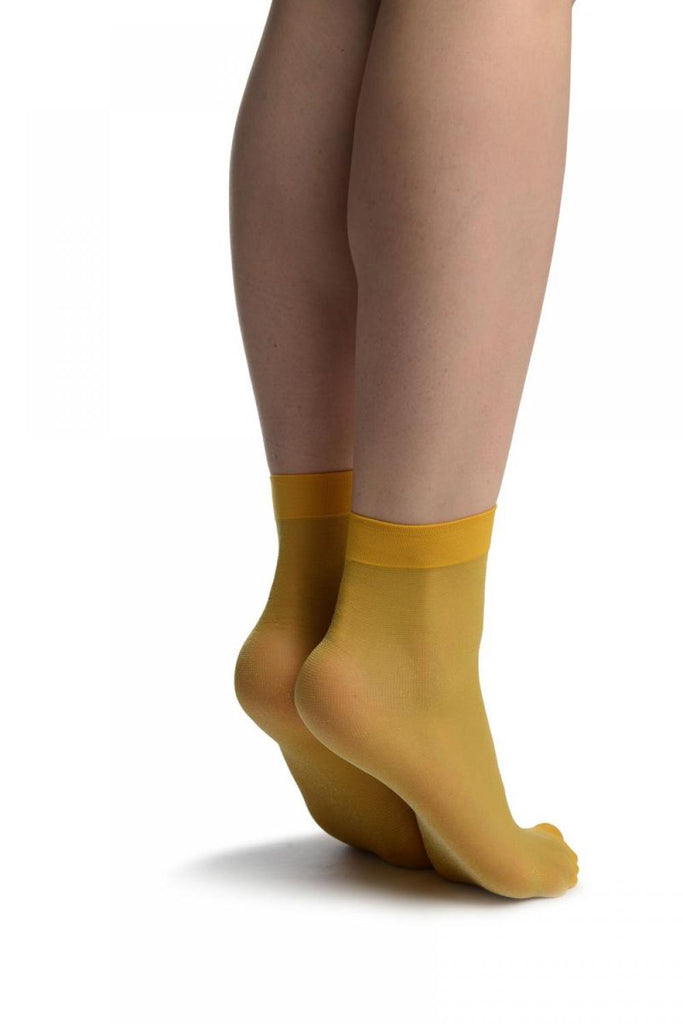 Liss Kiss Musturd Yellow With Fine Lurex Ankle High Socks - Socks