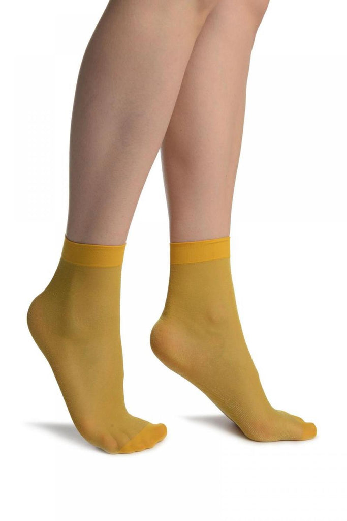 liss kiss Musturd Yellow With Fine Lurex Ankle High Socks - Socks