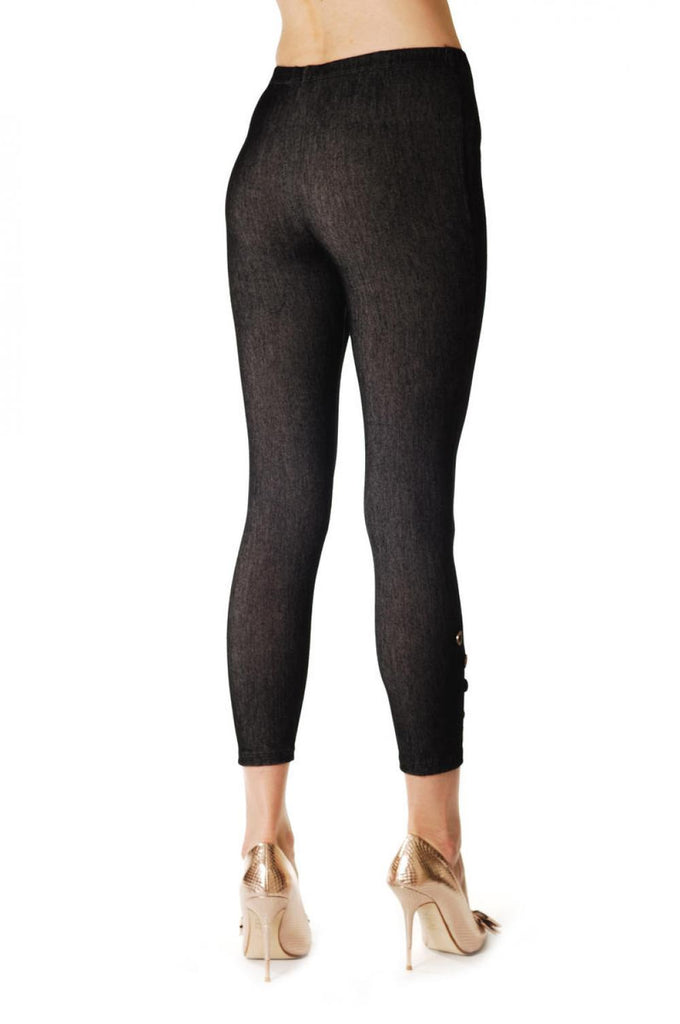 Liss Kiss Navy Blue Jeans Like With Buttons - Leggings