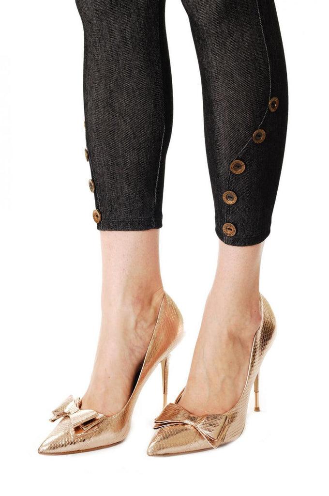 Liss Kiss Navy Blue Jeans Like With Buttons - Leggings