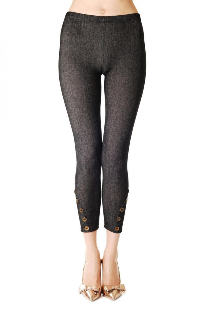 liss kiss Navy Blue Jeans Like With Buttons - Leggings