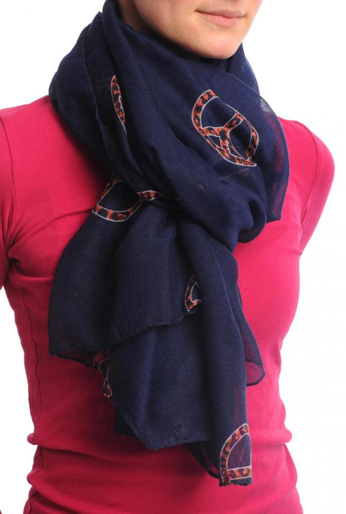 liss kiss Navy Blue With Leopard Peace Signs Unisex Scarf & Beach Sarong - Scarf